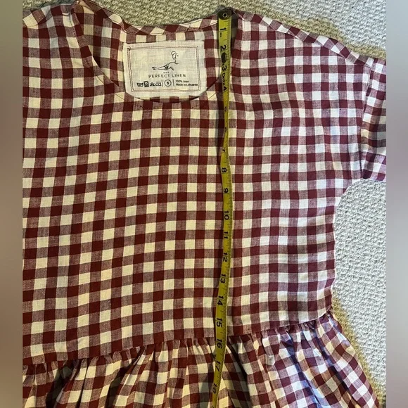 notPERFECTLINEN montmarte drop shoulder dress in Marsala gingham - Picture 6 of 9